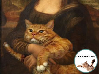 Tableau Déco Monna Lisa Avec Chat - Impression Sur Bois MDF 30x21 Cm, à Poser Ou à Accrocher, Décoration Murale Originale